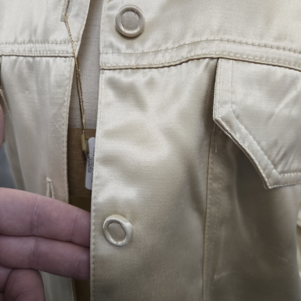 Sue Wong Vintage Satin Cropped Jacket – Champagne Gold, Size L, Made in USA - Picture 3 of 12